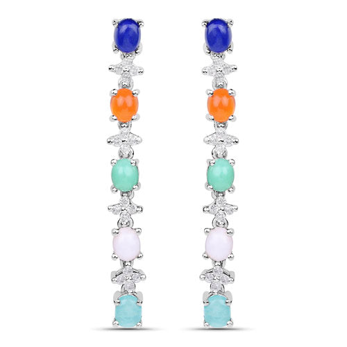 4.40 Carat Genuine Multi Stone .925 Sterling Silver Earrings by Bids.com