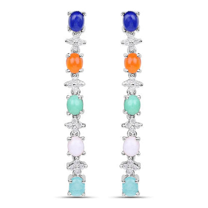4.40 Carat Genuine Multi Stone .925 Sterling Silver Earrings by Bids.com