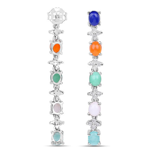 4.40 Carat Genuine Multi Stone .925 Sterling Silver Earrings by Bids.com