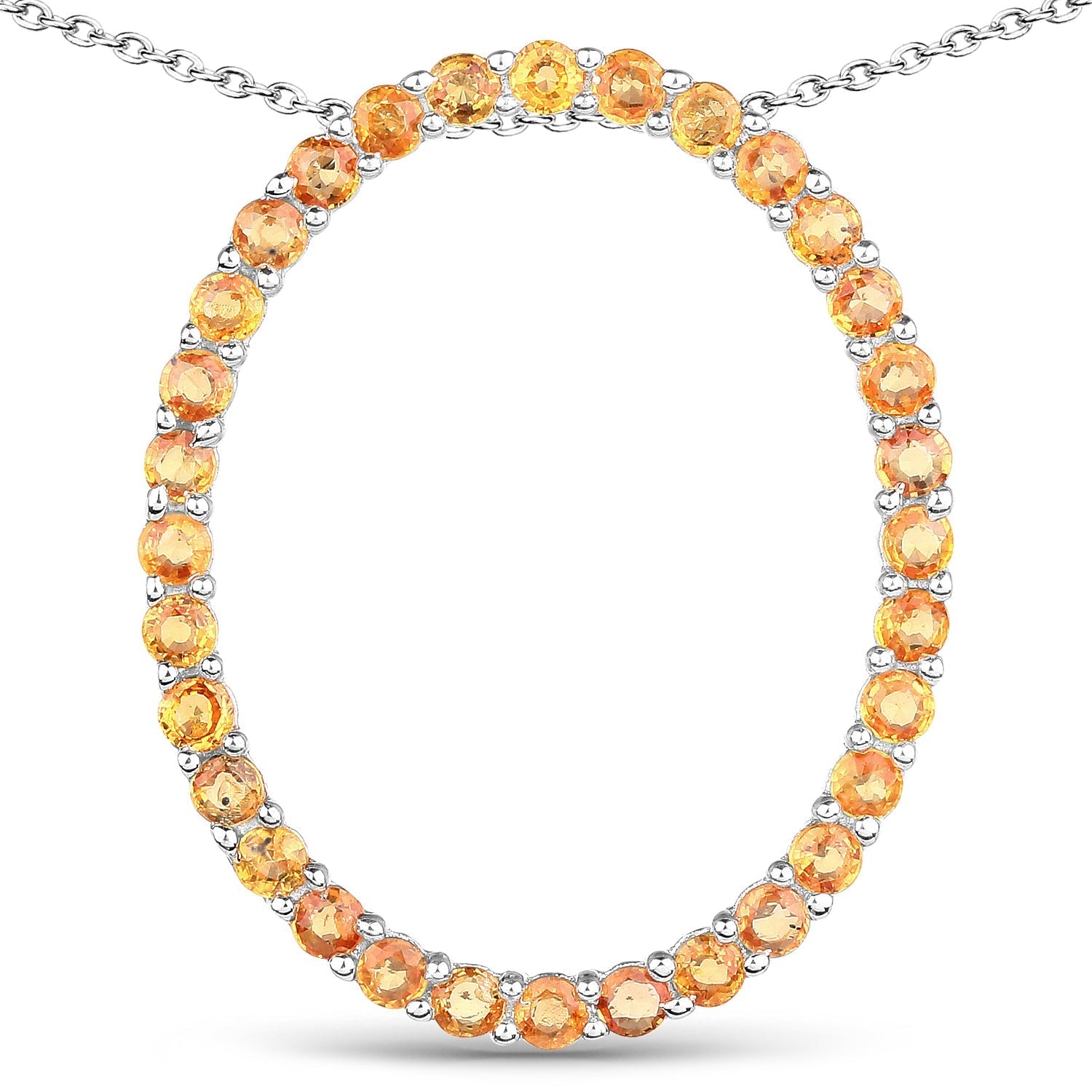 2.88 Carat Genuine Orange Sapphire .925 Sterling Silver Pendant  DestGlow