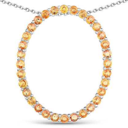 2.88 Carat Genuine Orange Sapphire .925 Sterling Silver Pendant  DestGlow