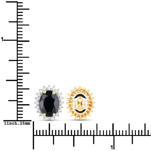 3.32 Carat Genuine Blue Sapphire and White Diamond 14K Yellow Gold Earrings by Bids.com