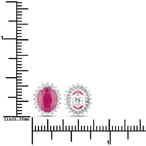 3.14 Carat Genuine Ruby and White Diamond 14K White Gold Earrings by Bids.com