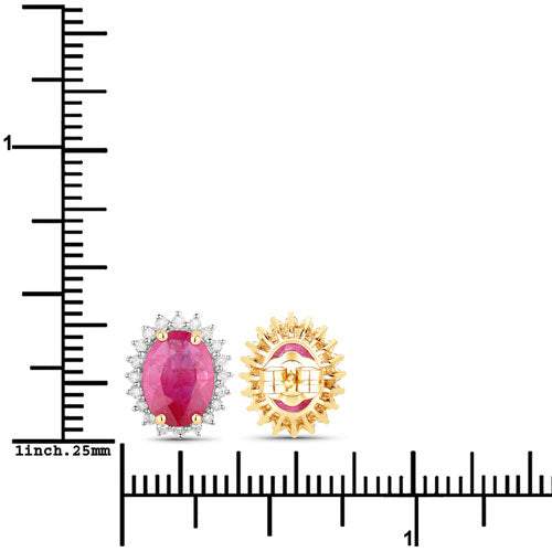 3.14 Carat Genuine Ruby and White Diamond 14K Yellow Gold Earrings by Bids.com