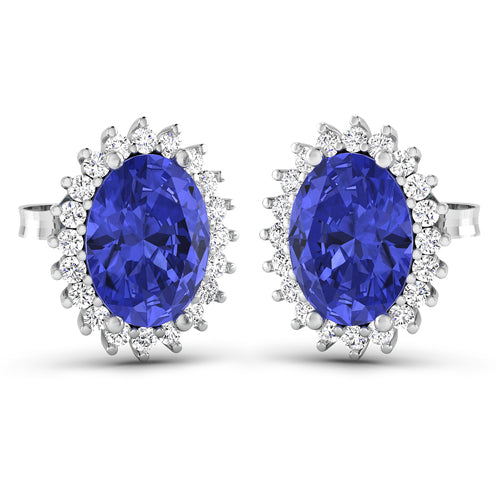 2.56 Carat Genuine Tanzanite and White Diamond 14K White Gold Earrings by Bids.com
