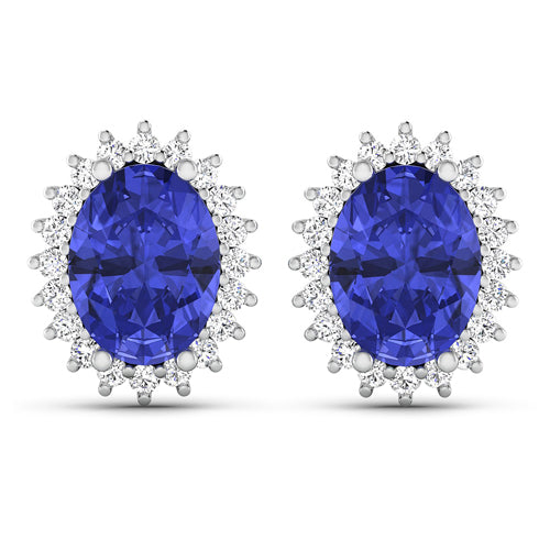 2.56 Carat Genuine Tanzanite and White Diamond 14K White Gold Earrings by Bids.com