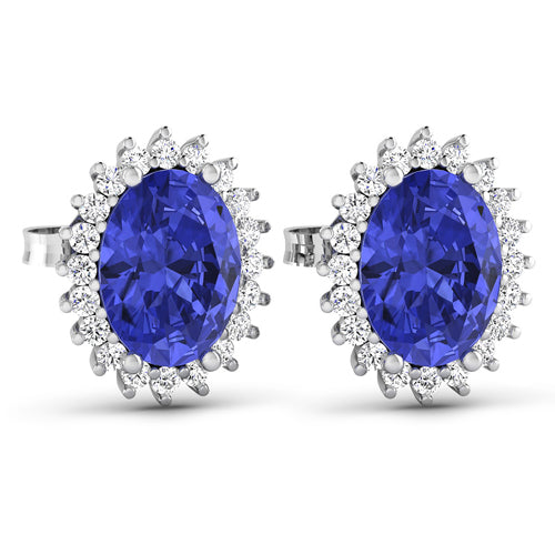 2.56 Carat Genuine Tanzanite and White Diamond 14K White Gold Earrings by Bids.com