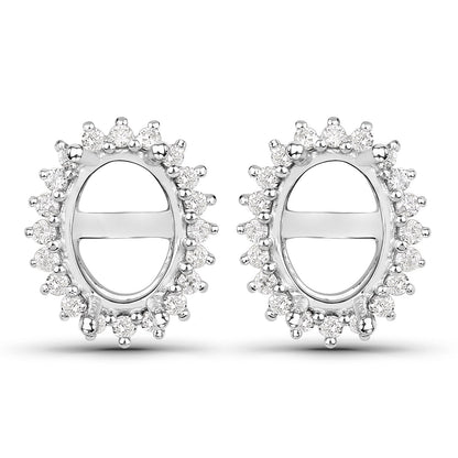 0.26 Carat Genuine White Diamond 14K White Gold Earrings