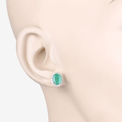 2.66 Carat Genuine Zambian Emerald and White Diamond 10K Yellow Gold Earrings by Bids.com