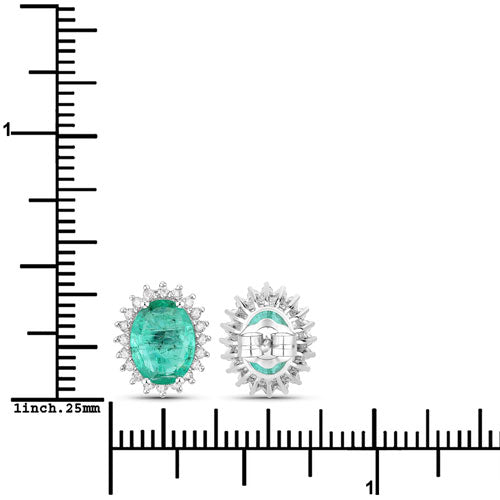 2.66 Carat Genuine Zambian Emerald and White Diamond 14K White Gold Earrings by Bids.com