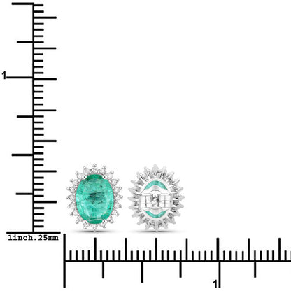 2.66 Carat Genuine Zambian Emerald and White Diamond 14K White Gold Earrings by Bids.com