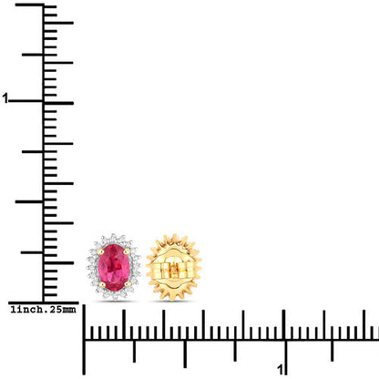 1.16 Carat Genuine Ruby and White Diamond 14K Yellow Gold Earrings by Bids.com