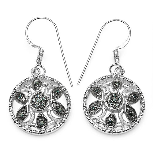 0.18 Carat Genuine Blue Diamond .925 Sterling Silver Earrings by Bids.com