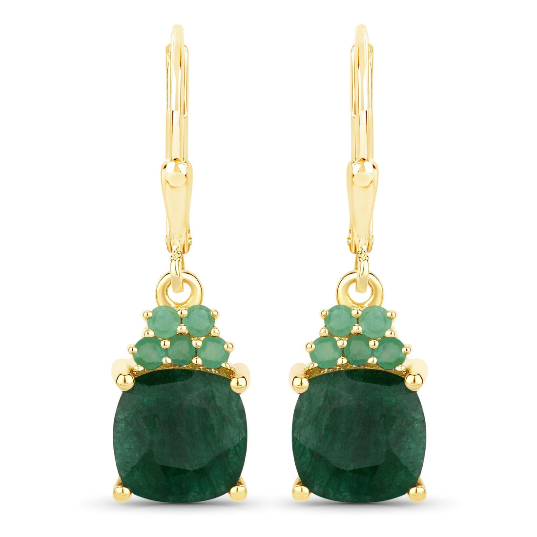 4.50 Carat Dyed Emerald and Emerald .925 Sterling Silver Earrings 