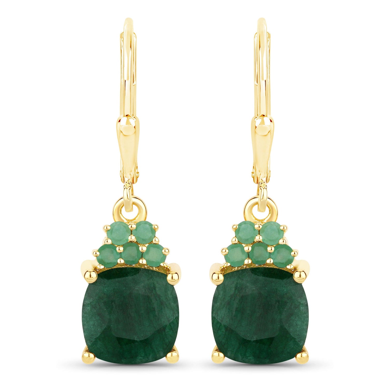 4.50 Carat Dyed Emerald and Emerald .925 Sterling Silver Earrings