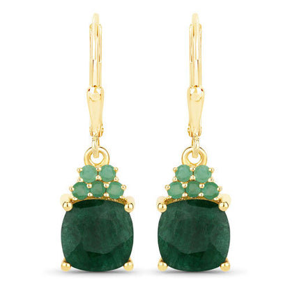 4.50 Carat Dyed Emerald and Emerald .925 Sterling Silver Earrings  DestGlow