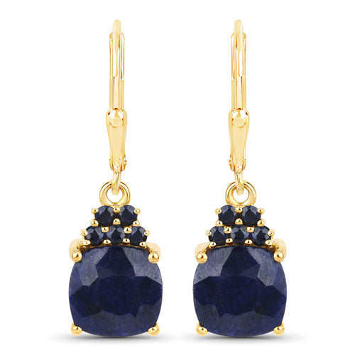 6.20 Carat Dyed Sapphire and Blue Sapphire .925 Sterling Silver Earrings  DestGlow