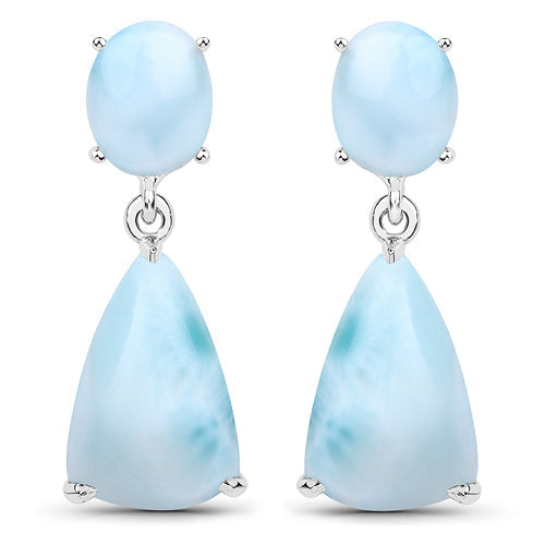 11.54 Carat Genuine Larimar .925 Sterling Silver Earrings  DestGlow