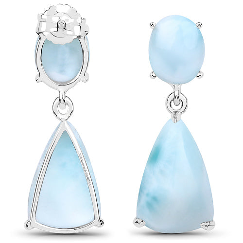 11.54 Carat Genuine Larimar .925 Sterling Silver Earrings  DestGlow