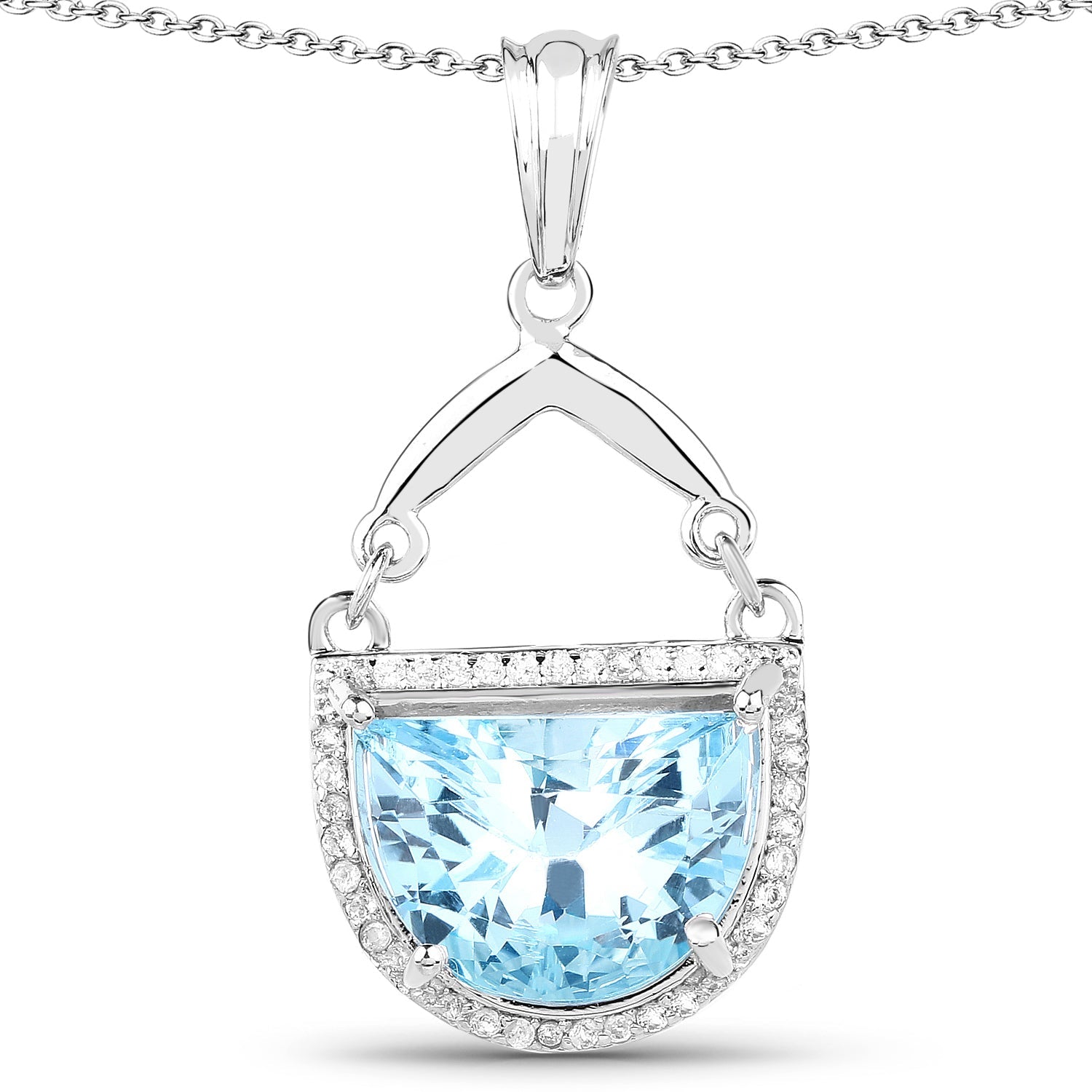 4.08 Carat Genuine Swiss Blue Topaz &amp; White Topaz .925 Sterling Silver Pendant by Bids.com