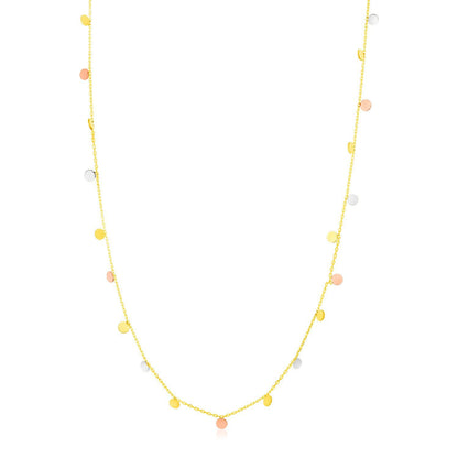 14K Tri Color Necklace with Dangling Circles by Bids.com