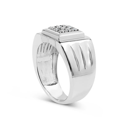 .925 Sterling Silver Diamond Accent Miracle-Set 9 Stone Ridged Band Gentlemen&