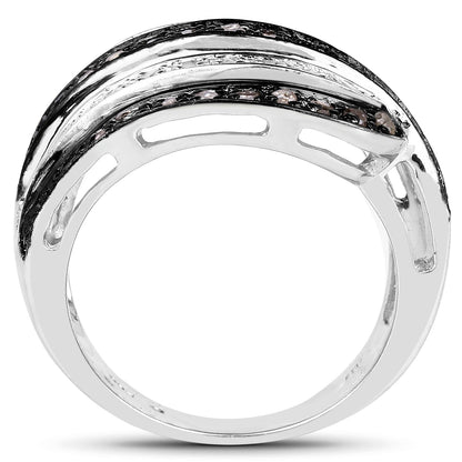 0.80 Carat Genuine Brown Diamond and White Diamond .925 Sterling Silver Ring by Bids.com