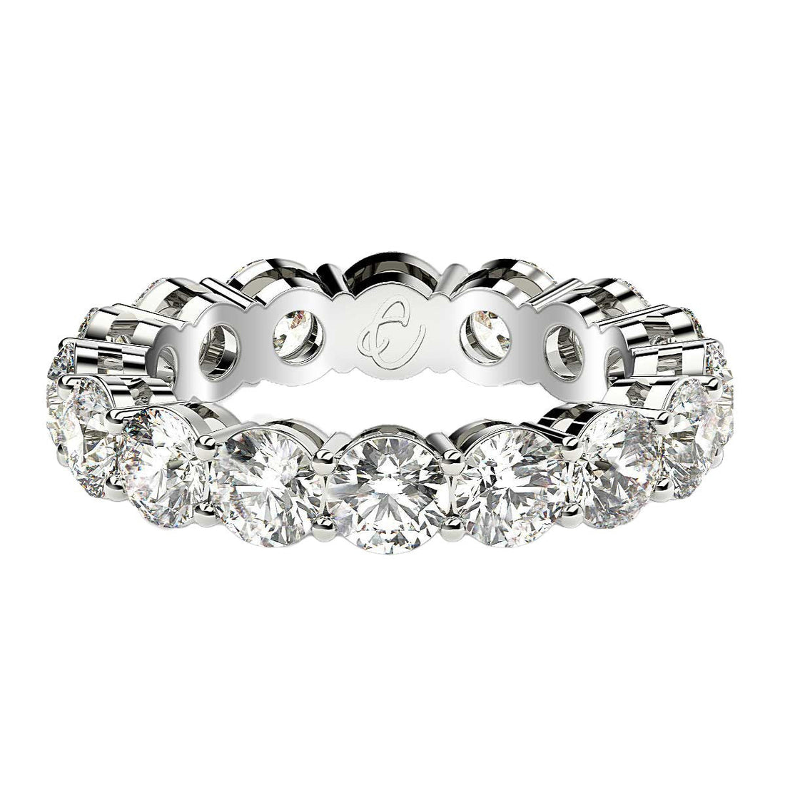 Round Cut Lab Grown Diamond Eternity Ring in 14k White Gold (4 cttw FG/VS2)  DestGlow