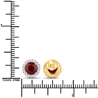 2.14 Carat Genuine Ruby and White Diamond 14K Yellow Gold Earrings by Bids.com