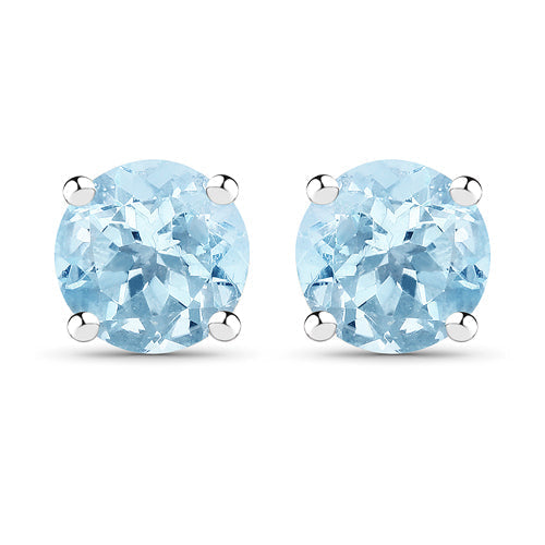 2.10 Carat Genuine Blue Topaz .925 Sterling Silver Earrings  DestGlow