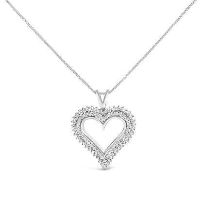 .925 Sterling Silver 1.00 Cttw Lab-Grown Diamond Open Heart Pendant Necklace (F-G Color, VS1-VS2 Clarity) - 18" Inches by Bids.com