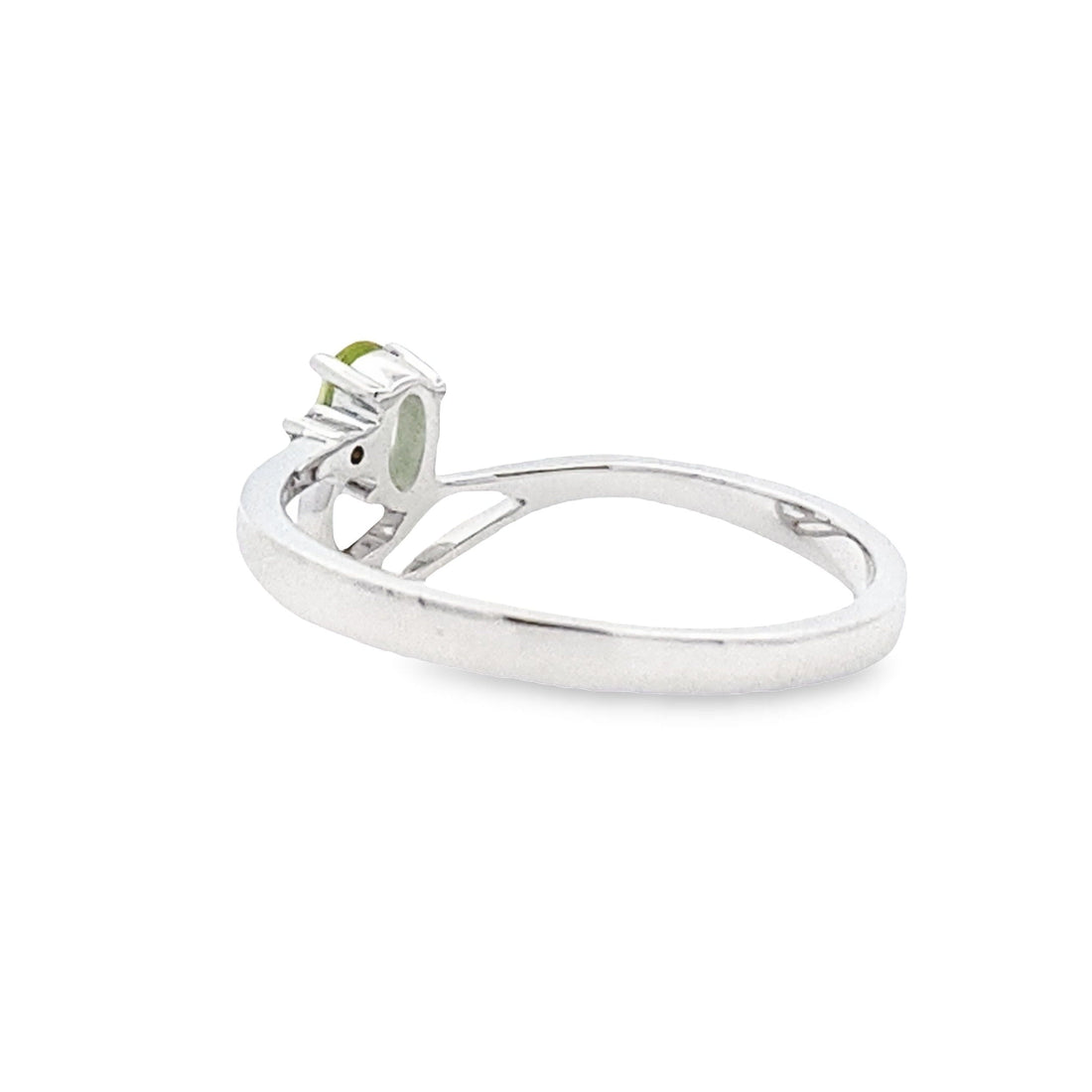 Natural .02ct Peridot Diamond Ring 10KT White Gold by Bids.com