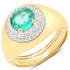 1.46 Carat Genuine Zambian Emerald and White Topaz .925 Sterling Silver Ring by Bids.com