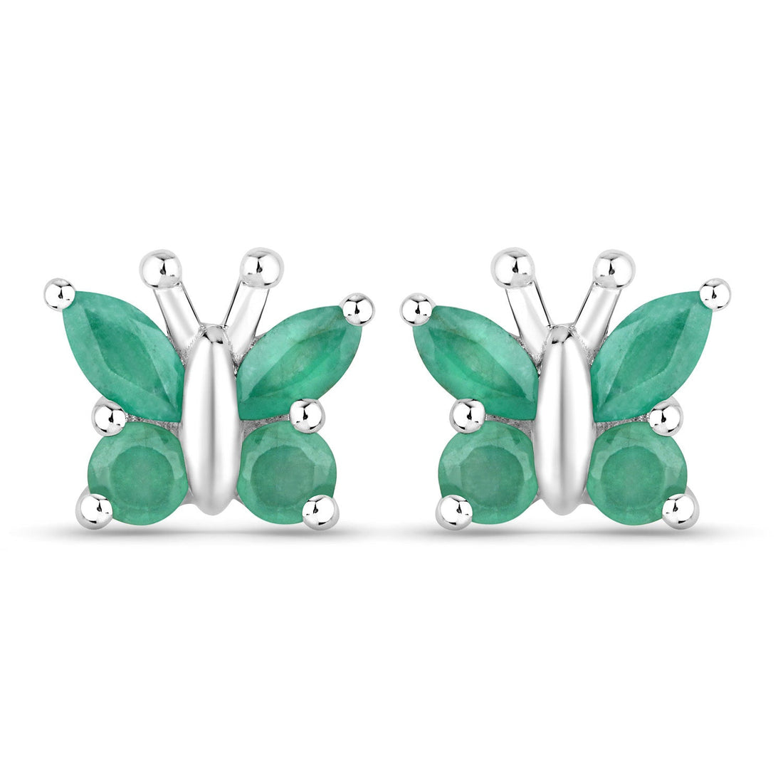 0.88 Carat Genuine Emerald .925 Sterling Silver Earrings - DestGlow
