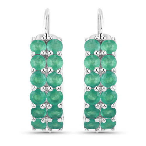 2.40 Carat Genuine Emerald .925 Sterling Silver Earrings  DestGlow