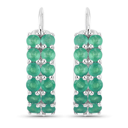 2.40 Carat Genuine Emerald .925 Sterling Silver Earrings  DestGlow