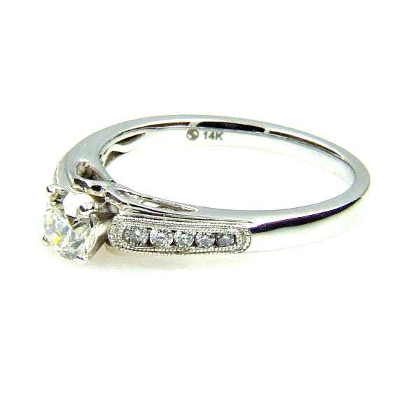 Natural .50ct Diamond Eng Only 14KT White Gold by Bids.com