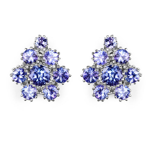 4.26 Carat Genuine Tanzanite .925 Sterling Silver Earrings by Bids.com