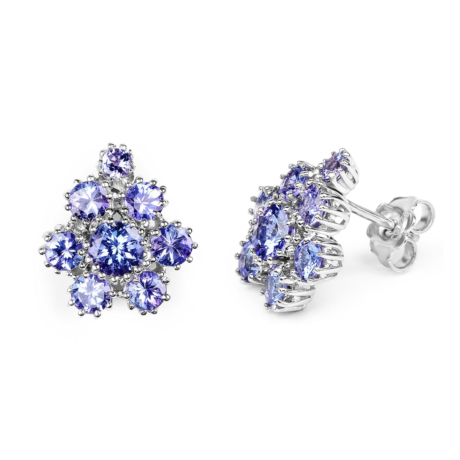 4.26 Carat Genuine Tanzanite .925 Sterling Silver Earrings by Avera Group