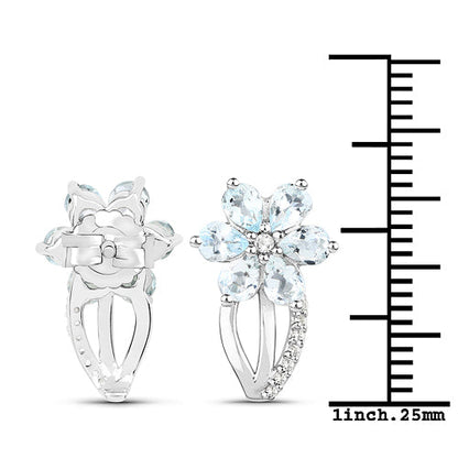 1.54 Carat Genuine Aquamarine and White Topaz .925 Sterling Silver Earrings by Bids.com