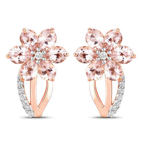1.66 Carat Genuine Morganite and White Topaz .925 Sterling Silver Earrings  DestGlow