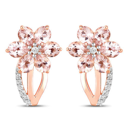 1.66 Carat Genuine Morganite and White Topaz .925 Sterling Silver Earrings  DestGlow
