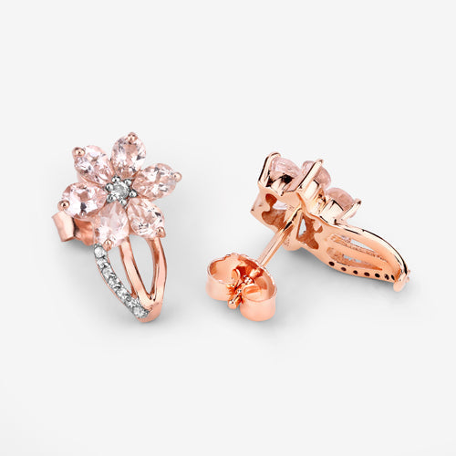 1.66 Carat Genuine Morganite and White Topaz .925 Sterling Silver Earrings  DestGlow