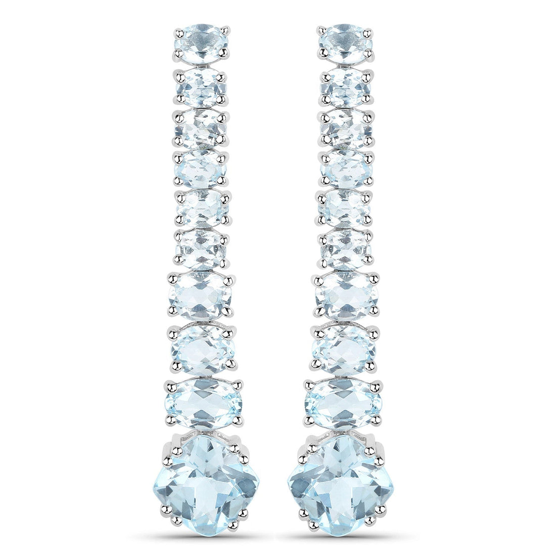 18K White Gold Plated 8.52 Carat Genuine Blue Topaz .925 Sterling Silver Earrings 
