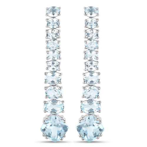 18K White Gold Plated 8.52 Carat Genuine Blue Topaz .925 Sterling Silver Earrings by Bids.com
