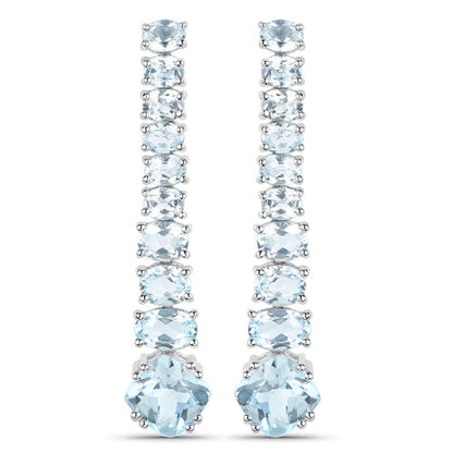 18K White Gold Plated 8.52 Carat Genuine Blue Topaz .925 Sterling Silver Earrings by Bids.com