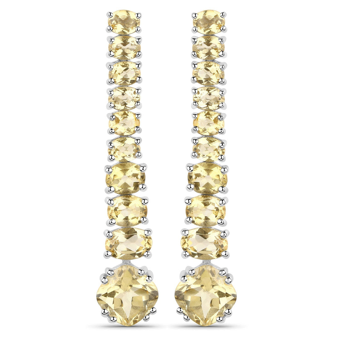 18K White Gold Plated 7.22 Carat Genuine Citrine .925 Sterling Silver Earrings 