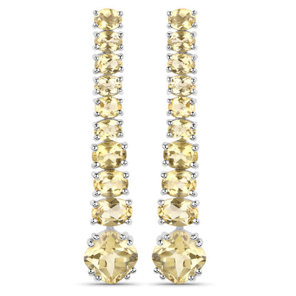 18K White Gold Plated 7.22 Carat Genuine Citrine .925 Sterling Silver Earrings by Bids.com