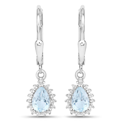 2.00 Carat Genuine Blue Topaz and White Topaz .925 Sterling Silver Jewelry Set by Bids.com