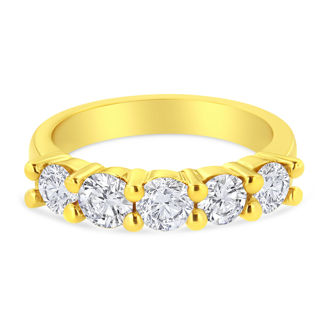 14K Yellow Gold Plated .925 Sterling Silver 1 1/2 Cttw Shared Prong Set Brilliant Round-Cut Diamond Anniversary or Wedding Band Ring (K-L Color, SI2-I1 Clarity) - Size 7 by Bids.com